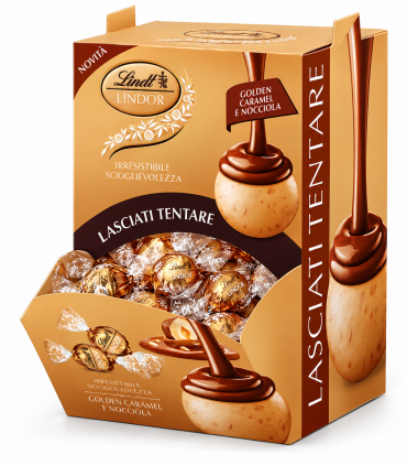 BOULES LINDOR LINDT golden caramel e nocciola 12g EXPO A BOCCA DI LUPO 96 PZ.