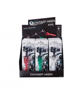 Pipette champ high in vetro con braciere a forma di teschio blisterata singolarmente con retine di ricambio espositore da 12pz