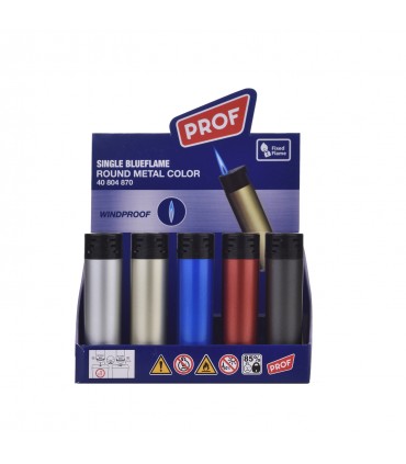 Accendino Prof TURBO Jetflame BLUEFLAME METAL COLOR   conf. 25 pz. assortito con 5 colori
