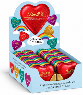 CUORE AL CIOCCOLATO MULTICOLORS LINDT DA 24g EXPO DA 40 PZ.