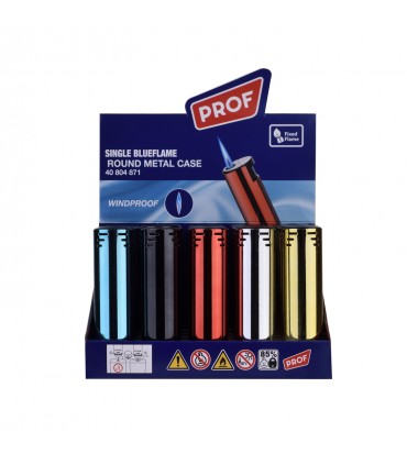 Accendino Prof TURBO Jetflame METAL CASE  conf. 25 pz. assortito con 5 colori