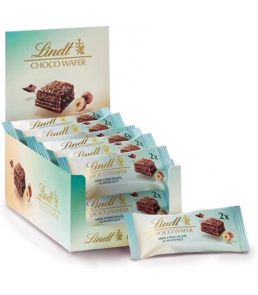 LINDT CHOCO WAFER CIOCCOLATO AL LATTE E NOCCIOLA 26G CONF. DA 20 PZ.