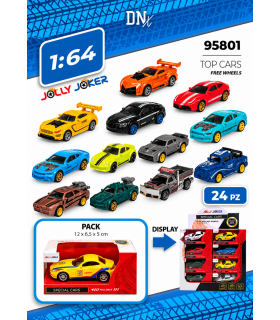 Auto JOLLY JOKER ACTION CARS CON RETROCARICA SCALA 1:64 ESPOSITORE DA 24PZ