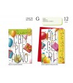 Biglietto CROMO COMPLEANNO CON INTERNO A COLORI E RILIEVO CONF. 12 PZ. ASSORTITI