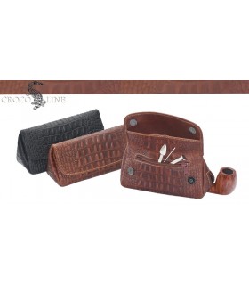 BORSA PORTATABACCO PER 1PIPA LUBINSKI IN VITELLO STAMPATO COCCODRILLO COLORE BROWN I404