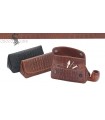 BORSA PORTATABACCO PER 1PIPA LUBINSKI IN VITELLO STAMPATO COCCODRILLO COLORE BROWN I404