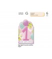 Biglietto CROMO COMPLEANNO 1 ANNO LEI CON GLITTER CONF. 6 PZ.