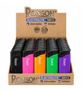 Accendino ELETTRONICO Turbo RONSON conf. 50 pz.  COLORI ASSORTITI