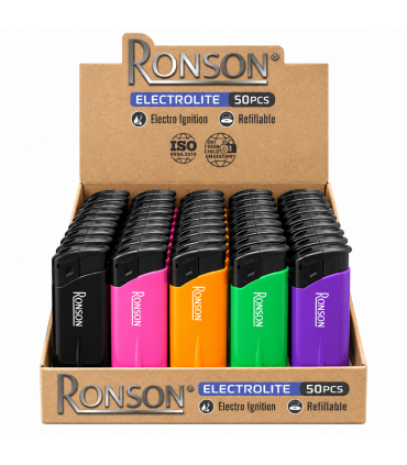 Accendino ELETTRONICO Turbo RONSON conf. 50 pz.  COLORI ASSORTITI