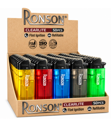 ACCENDINO pietrina trasparante RICARICABILE RONSON CONF. 50 PZ ASSORTITI