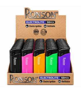 ACCENDINO ELETTRONICO RICARICABILE RONSON CONF. 50 PZ ASSORTITI