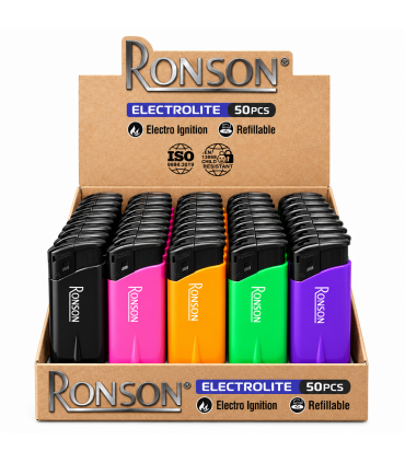 ACCENDINO ELETTRONICO RICARICABILE RONSON CONF. 50 PZ ASSORTITI