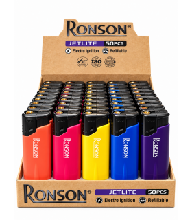 Accendino ELETTRONICO Turbo RONSON conf. 50 pz. COLORI ASSORTITI