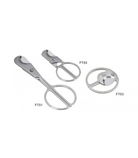 forbice LUBINSKI tagliasigari IN ACCIAIO inox fancy rotonda con scatola REGALO IN PLASTICA DURA  FT53
