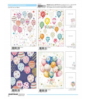 BigliettO MARPIMAR COMPLEANNO con foil oro e rilievo CONF. 12 PZ. ASSORTITI