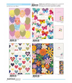 BigliettO MARPIMAR COMPLEANNO con foil oro e rilievo CONF. 12 PZ. ASSORTITI
