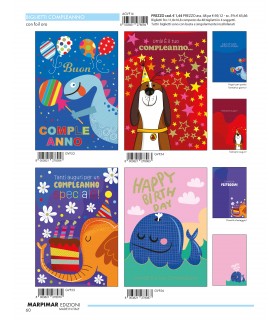 BIGLIETTO MARPIMAR COMPLEANNO OLOGRAFICO CON FOIL CONF. 12 PZ. ASSORTITI
