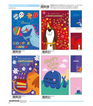 BIGLIETTO MARPIMAR COMPLEANNO OLOGRAFICO CON FOIL CONF. 12 PZ. ASSORTITI