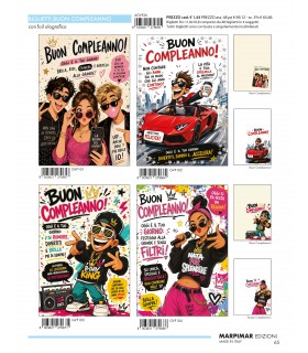 BIGLIETTO MARPIMAR COMPLEANNO OLOGRAFICO CON FOIL CONF. 12 PZ. ASSORTITI