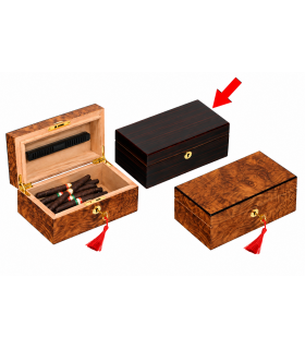 PICCOLO HUMIDOR LUBINSKI  ALTO PER TOSCANI E ANTICHI IN EBANO OPACO CON CHIAVE MIS.  CM.22X12X9  Q1752