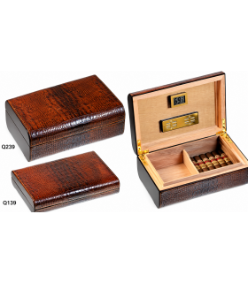 HUMIDORS 50 SIGARI LUBINSKI IN COCCODRILLO SELVAGGIO E LEGNO DI PALISSANDRO Q239