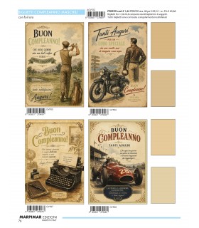 BIGLIETTO MARPIMAR COMPLEANNO MASCHILE OLOGRAFICO CON FOIL CONF. 12 PZ. ASSORTITI