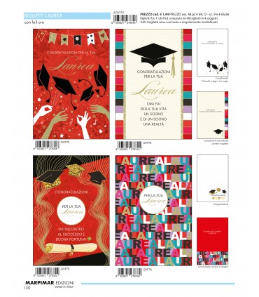 BIGLIETTO LAUREA MARPIMAR CON FOIL OLOGRAFICO CONF. 12 PZ. ASSORTITI