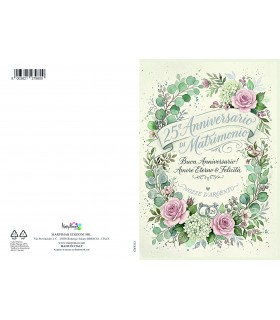 Biglietto Marpimar ANNIVERSARIO MATRIMONIO 25° CON FOIL ARGENTO  conf. 12 pz. assortiti