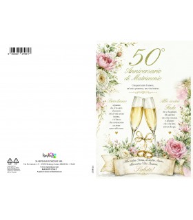 Biglietto Marpimar ANNIVERSARIO MATRIMONIO 50° CON FOIL ORO  conf. 12 pz. assortiti