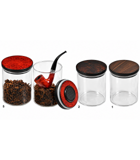 VASO PER TABACCO LUBINSKI  IN VETRO E LEGNO DI NOCE D200.1 CONFEZIONATO IN SCATOLA DA REGALO