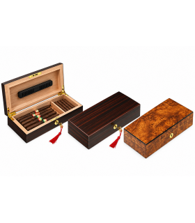 PICCOLO HUMIDOR LUBINSKI BASSO PER TOSCANI E ANTICHI IN EBANO  CON CHIAVE Q1852