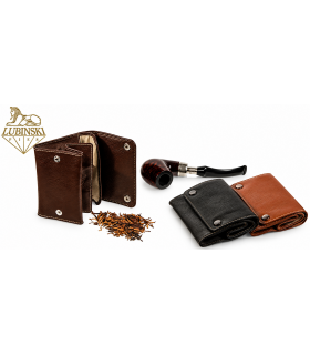PORTATABACCO LUBINSKI BOX PICCOLA 2 BOTTONI IN NAPPA MORBIDA COLORE COGNAC  I750