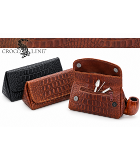 BORSA PORTATABACCO PER 1PIPA LUBINSKI IN VITELLO STAMPATO COCCODRILLO COLORE BROWN I404