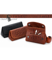 BORSA PORTATABACCO PER 1PIPA LUBINSKI IN VITELLO STAMPATO COCCODRILLO COLORE BROWN I404