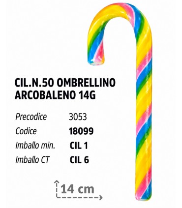 CARAMELLE CANDY CANES ARCOBALENO DA 14GR CONF. 50PZ
