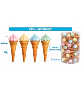 CONI GELATO MERINGA INCARTATI SINGOLARMENTE DA 10 GR. EXPO DA 60 PZ.