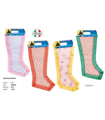 Calza TULLE FLAVIA ASSORTITA IN 4 COLORI (ROSA,GIALLO,VERDE,ROSSO) CONF. DA 15 PZ.
