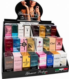 Profumi Glamour  assortiti Uomo Donna da 15 ml  Expo da 72 pz. assortiti con le migliori Fragranze