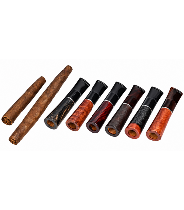 bocchino FUMASIGARO LUBINSKI x toscano in radica LUSSO e metacrilato nero- filtro 9 mm. CONF. DA 6 pz. assortiti H470