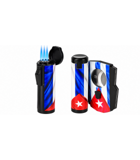 accENDINO REGALO LUBINSKI PER sigaro 3 jet flame Cuban Flag  WJ430