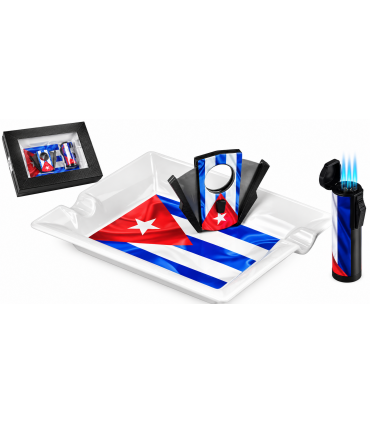 Set Cuban Flag LUBINSKI – posacenere+accendino REGALO3 jet +tagliasigari EW450