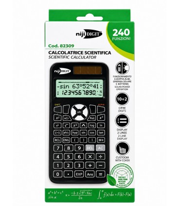 Calcolatrice Lebez SCIENTIFICA a 240 funzioni 10+2 cifre CON Batteria inclusa e custodia