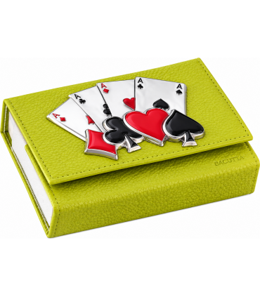 ASTUCCIO PORTACARTE BAGUTTA MAZZO DOPPIO INCLUSO CON PLACCA SUL FRONTE CHIUSURA A CALAMITA E SCATOLA DA REGALO 2280-02VE