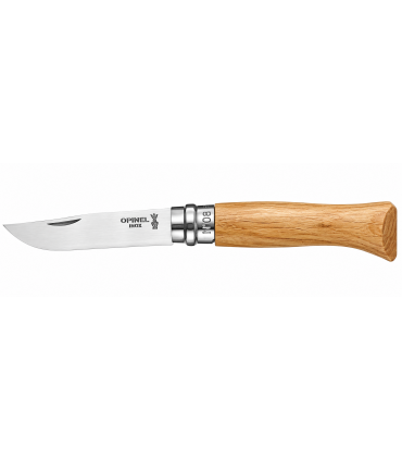 Coltello Chiudibile e Tascabile OPINEL con manico in Legno Colore ROVERE Lama in acciaio inox da 8,5 cm.