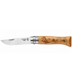 Coltello Chiudibile e Tascabile OPINEL con manico in Legno Colore FAGGIO CON INCISIONE Lama in acciaio inox da 8,5 cm.