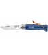Coltello Chiudibile e Tascabile OPINEL con manico in Legno Colore BLU SCURO Lama in acciaio inox da 8 cm.