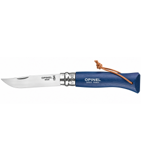 Coltello Chiudibile e Tascabile OPINEL con manico in Legno Colore BLU SCURO Lama in acciaio inox da 8 cm.