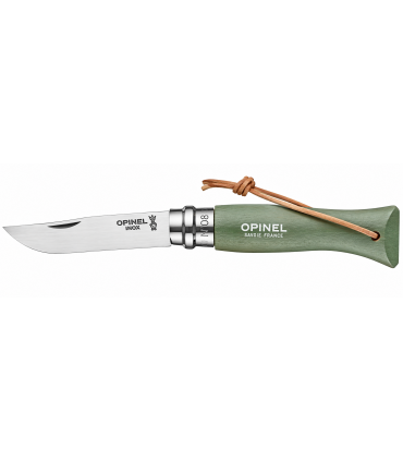 Coltello Chiudibile e Tascabile OPINEL con manico in Legno Colore SALVIA e Lama in acciaio inox da 7 cm.