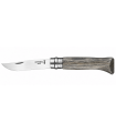 Coltello Chiudibile e Tascabile OPINEL con manico in Legno Di Betulla Grigio Lama in acciaio inox da 8.5 cm. con scatola regalo