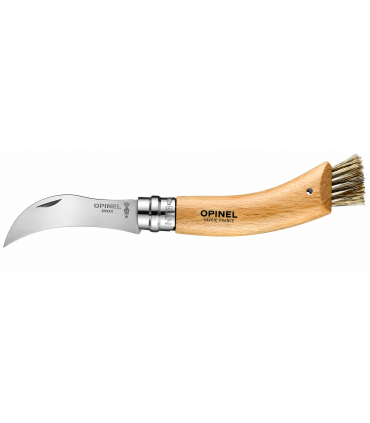 Coltello Chiudibile e Tascabile OPINEL da Funghi con manico in Legno Di Faggio e Lama Curva in acciaio inox da 8 cm.